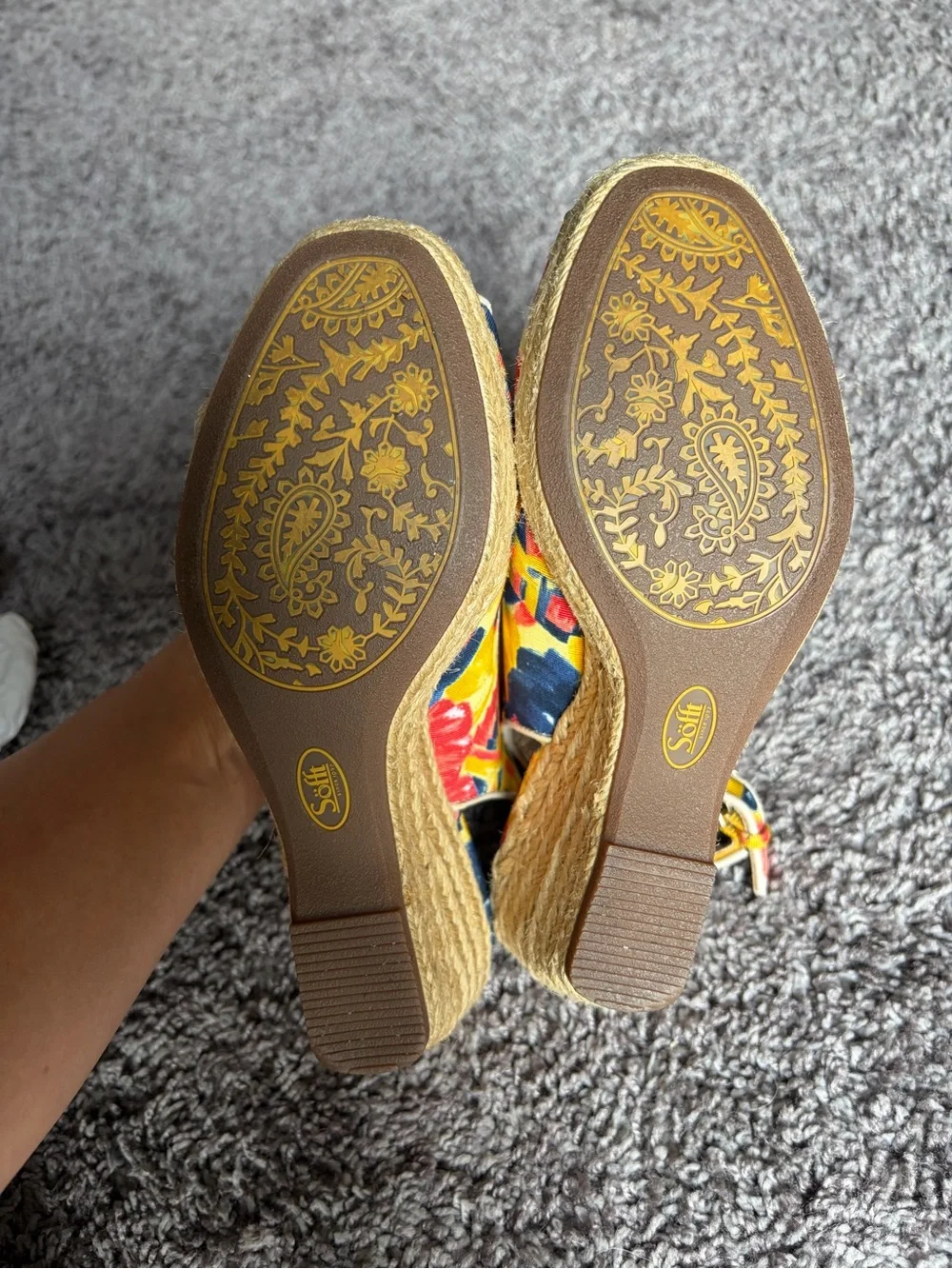 New Sofft Marcela Multicolor Espadrille Wedge Slingback with Bow Accent